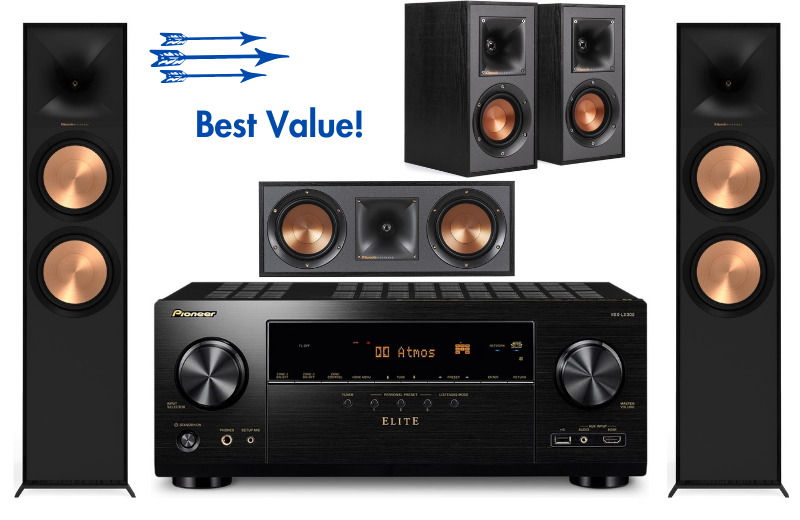 Pioneer Elite VSX-LX305 9.2 Channel Receiver | Klipsch R-800F Floor Standing Speaker Bundle (Certified Refurbished)