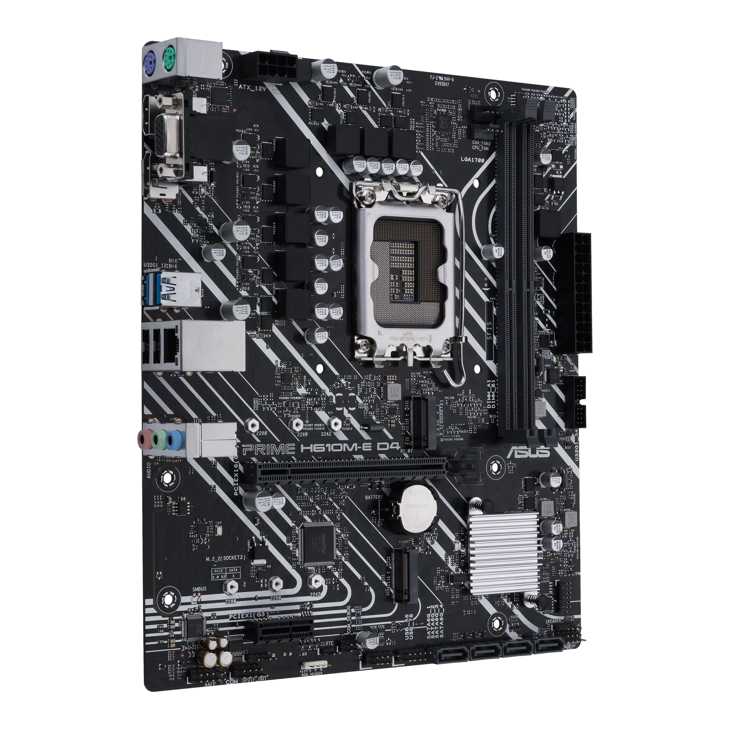 Asus PRIME H610M-E D4-CSM Intel H610 (LGA 1700) mic-ATX Motherboard with DDR4, PCIe 4.0, dual M.2 slots, Realtek 1 Gb Ethernet, DisplayPort, HDMI, D-Sub, USB 3.2 Gen 1 ports, SATA 6 Gbps, COM header, RGB header (Certified Refurbished)