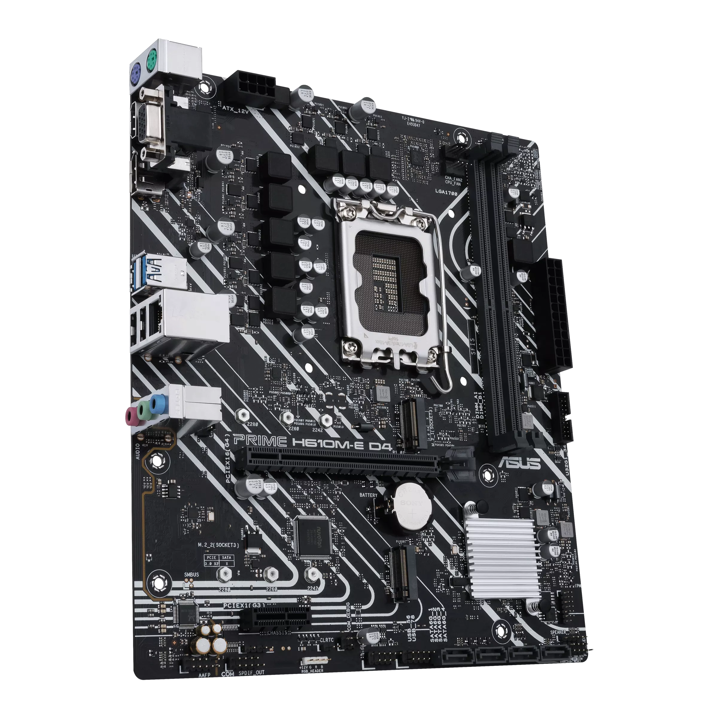 Asus PRIME H610M-E D4-CSM Intel H610 (LGA 1700) mic-ATX Motherboard with DDR4, PCIe 4.0, dual M.2 slots, Realtek 1 Gb Ethernet, DisplayPort, HDMI, D-Sub, USB 3.2 Gen 1 ports, SATA 6 Gbps, COM header, RGB header (Certified Refurbished)