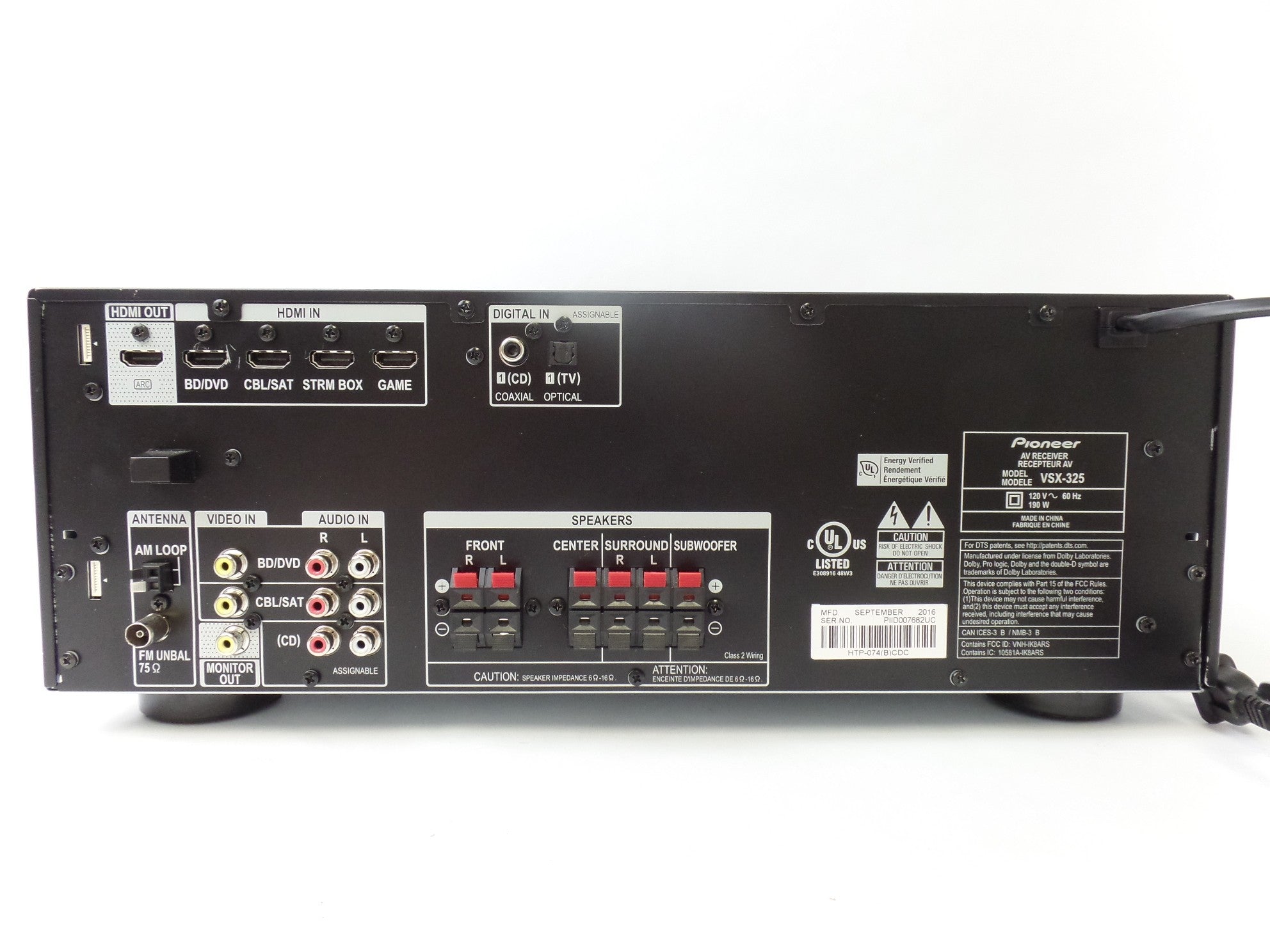 Pioneer VSX-325 5.1 A/V Receiver (Refurbished)
