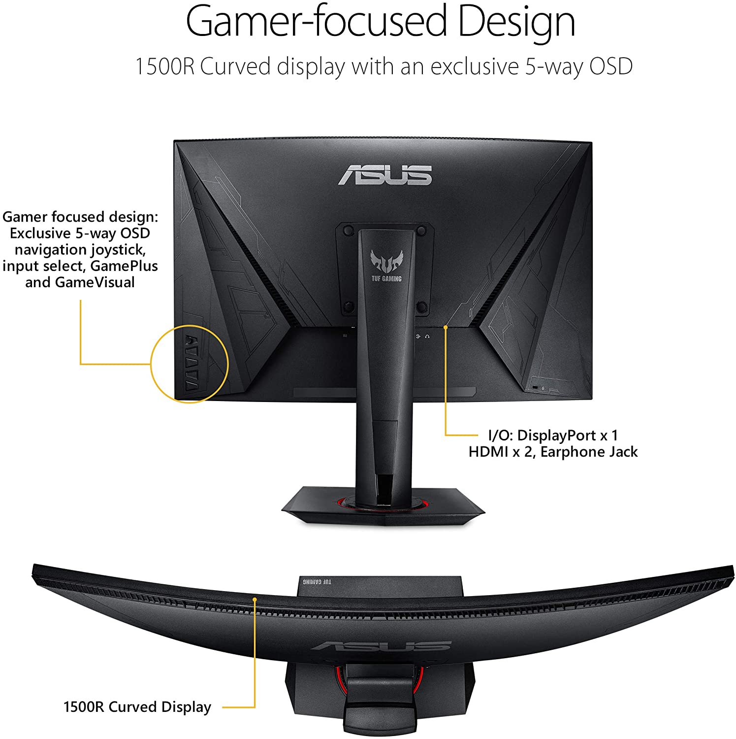 Asus TUF Gaming VG27VQ Curved Gaming Monitor – 27 inch Full HD (1920x1080), 165Hz (above 144Hz), Freesync (Certified Refurbished)