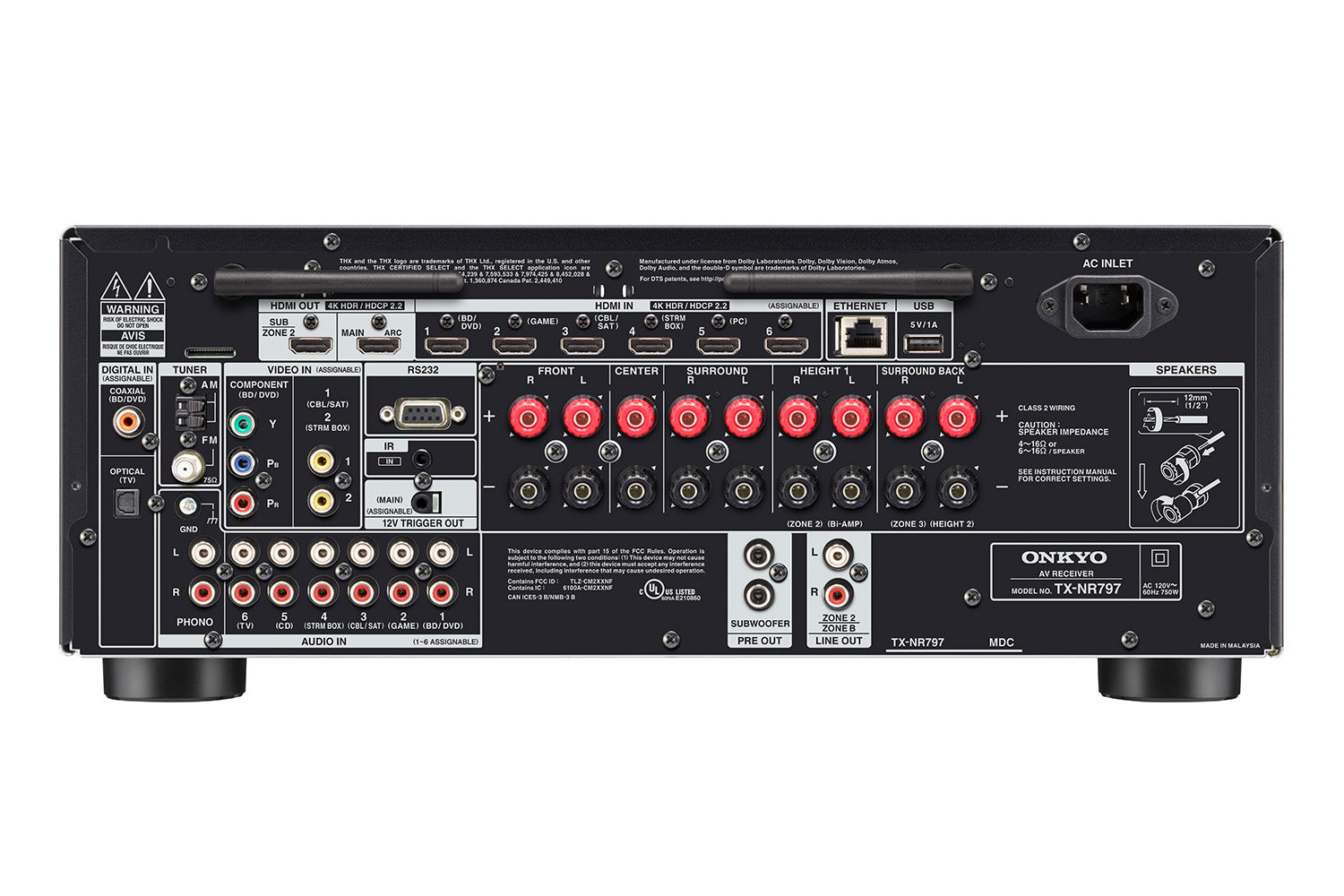 Onkyo TX-NR797 AV Receiver Back