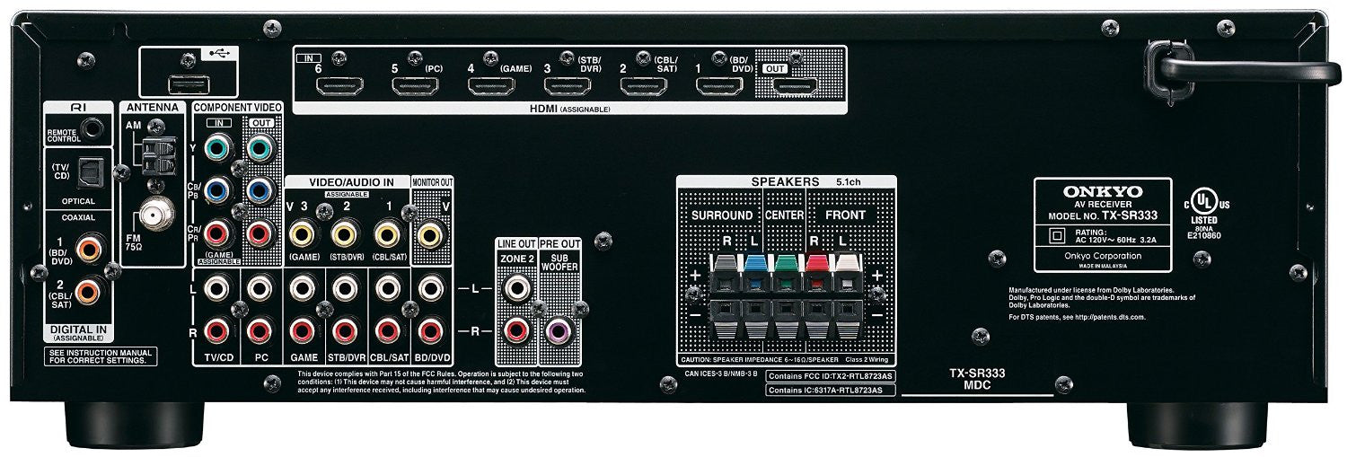 Onkyo TX-SR333 5.1-Channel 3-D Receiver (B-STOCK)