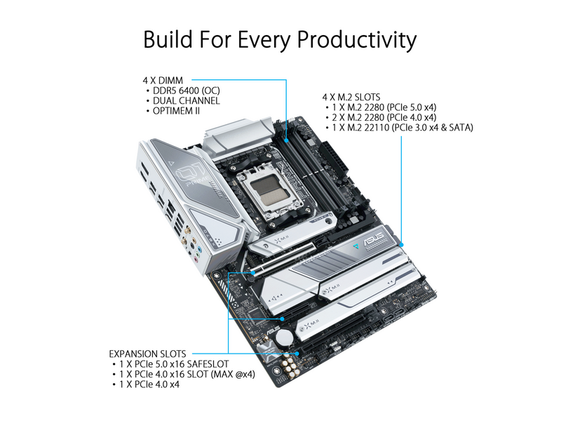 ASUS Prime X670E-PRO WiFi Socket AM5 (LGA 1718) Ryzen 7000 ATX Motherboard (PCIe 5.0,DDR5,4X M.2 Slots, USB 3.2 Gen 2x2 Type-C, USB4 Support, WiFi 6E, and 2.5G Ethernet) (Certified Refurbished)