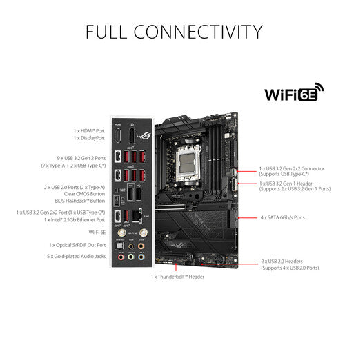ASUS ROG Strix X670E-F Gaming WIFI6E Socket AM5 (LGA 1718) Ryzen 7000 Gaming Motherboard(PCIe 5.0, DDR5,16 + 2 Power Stages,Four M.2 Slots (Certified Refurbished)