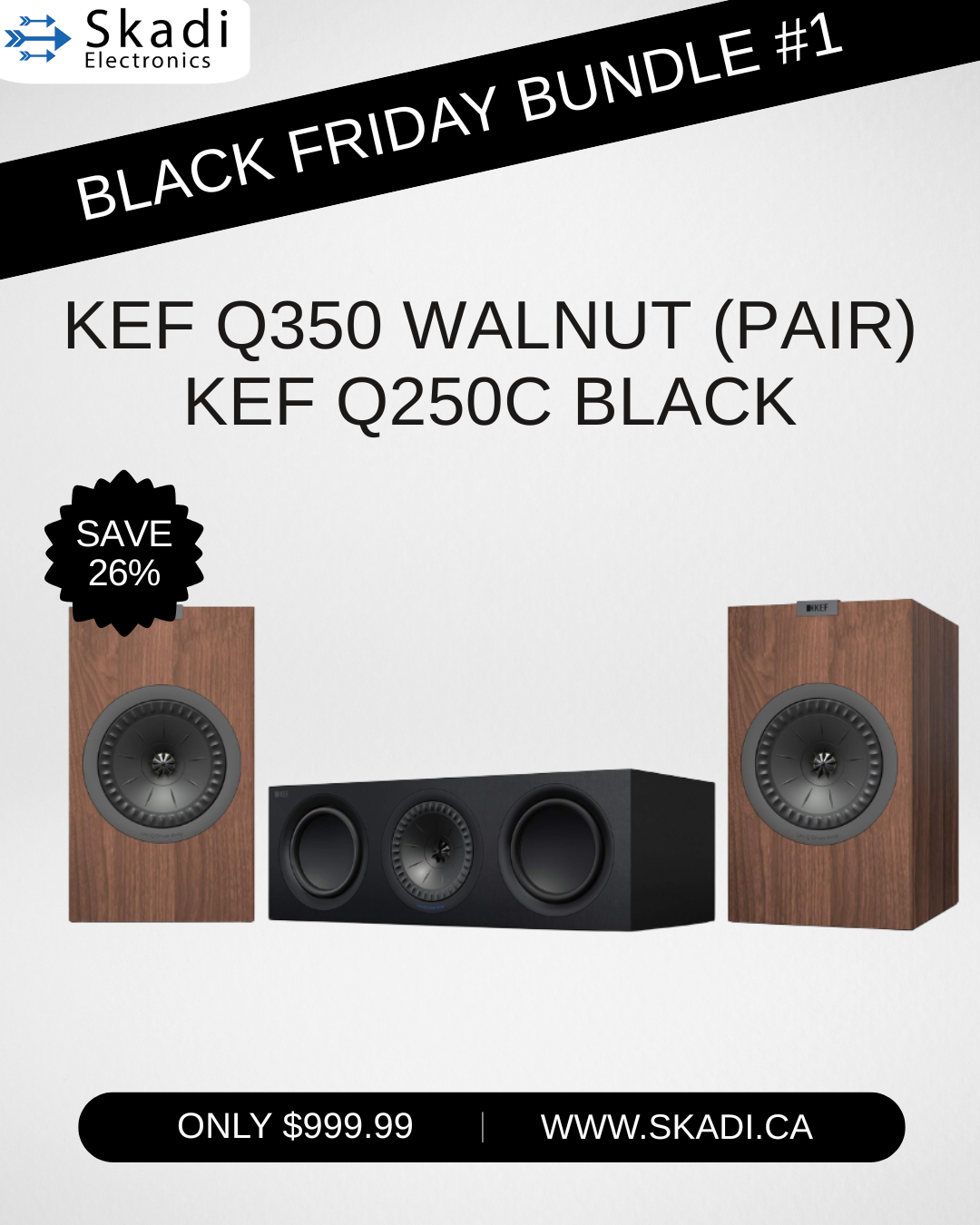 KEF Q Series Front 3.1 Speaker Bundle (Certified Refurbished)