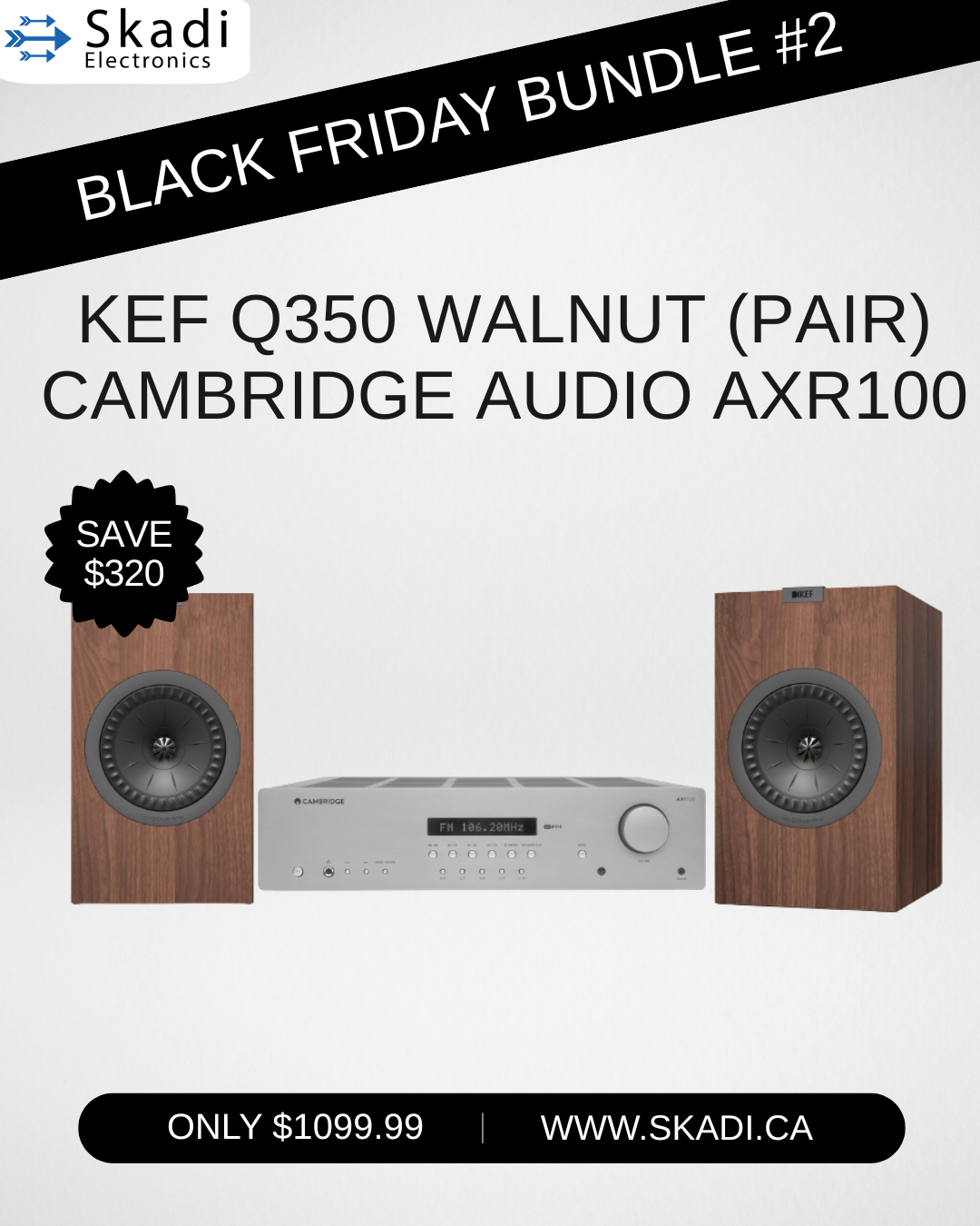 KEF Q Series Front 3.1 Speaker Bundle w/ Cambridge Audio AXR100 (Certified Refurbished)