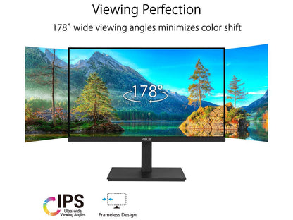 ASUS VA24ECPSN Docking Monitor – 23.8 inch, Full HD, IPS, Frameless, USB-C, RJ45, 75Hz, Adaptive-Sync, Stereo Speakers, Low Blue Light, Flicker Free, Ergonomic Design, Wall Mountable (Certified Refurbished)
