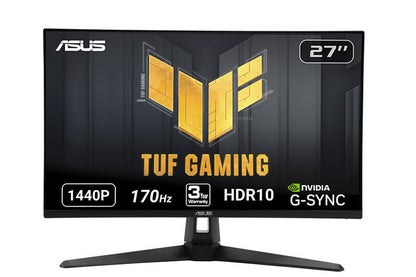 Asus TUF Gaming VG27AQZ1A Gaming Monitor – 27 inch WQHD (2560 x 1440), IPS, 170Hz (Above 144Hz), 1ms MPRT, Extreme Low Motion Blur, G-SYNC Compatible, HDR 10 (Certified Refurbished)