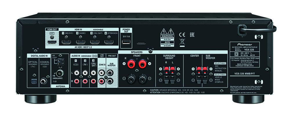 Pioneer VSX-326 5.1 Ch. A/V Receiver (Certified Refurbished)