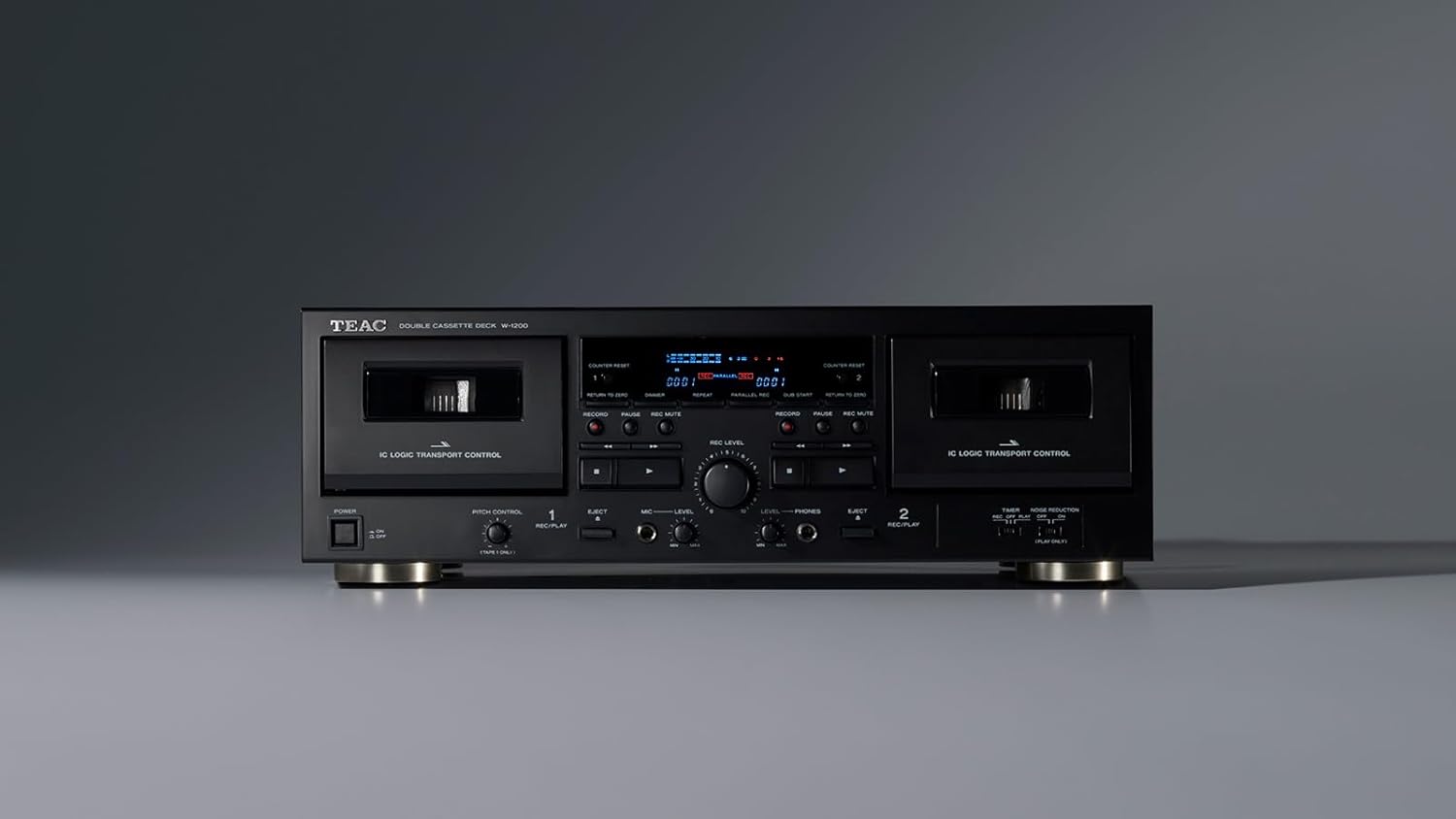 TEAC W-1200 Dual Cassette Deck with Recorder/USB/Pitch/Karaoke-Mic-in and Remote (Certified Refurbished)