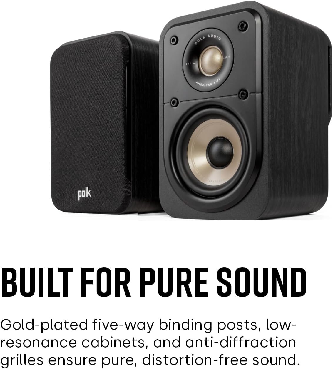 Polk Signature Elite ES10 Surround Sound Speakers - Hi-Res Audio Certified, Dolby Atmos & DTS:X Compatible, 1" Tweeter & 4" Woofer, Power Port Technology for Bass (Refurbished)