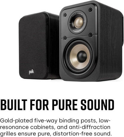 Polk Signature Elite ES10 Surround Sound Speakers - Hi-Res Audio Certified, Dolby Atmos & DTS:X Compatible, 1" Tweeter & 4" Woofer, Power Port Technology for Bass (Refurbished)