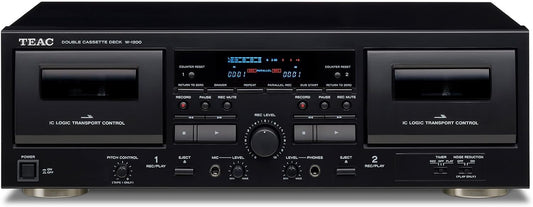 TEAC W-1200 Dual Cassette Deck with Recorder/USB/Pitch/Karaoke-Mic-in and Remote (Certified Refurbished)