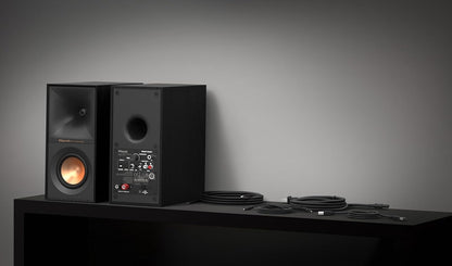 Klipsch Reference R-40PM Powered Bookshelf Speakers - 90-Degree x 90-Degree Tractrix Horn - Linear Travel Suspension (Certified Refurbished)
