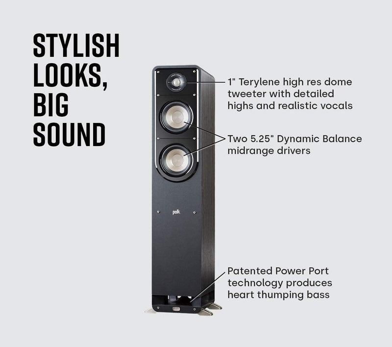 Polk S50 COMPACT FLOOR-STANDING TOWER SPEAKER (Certified Refurbished)