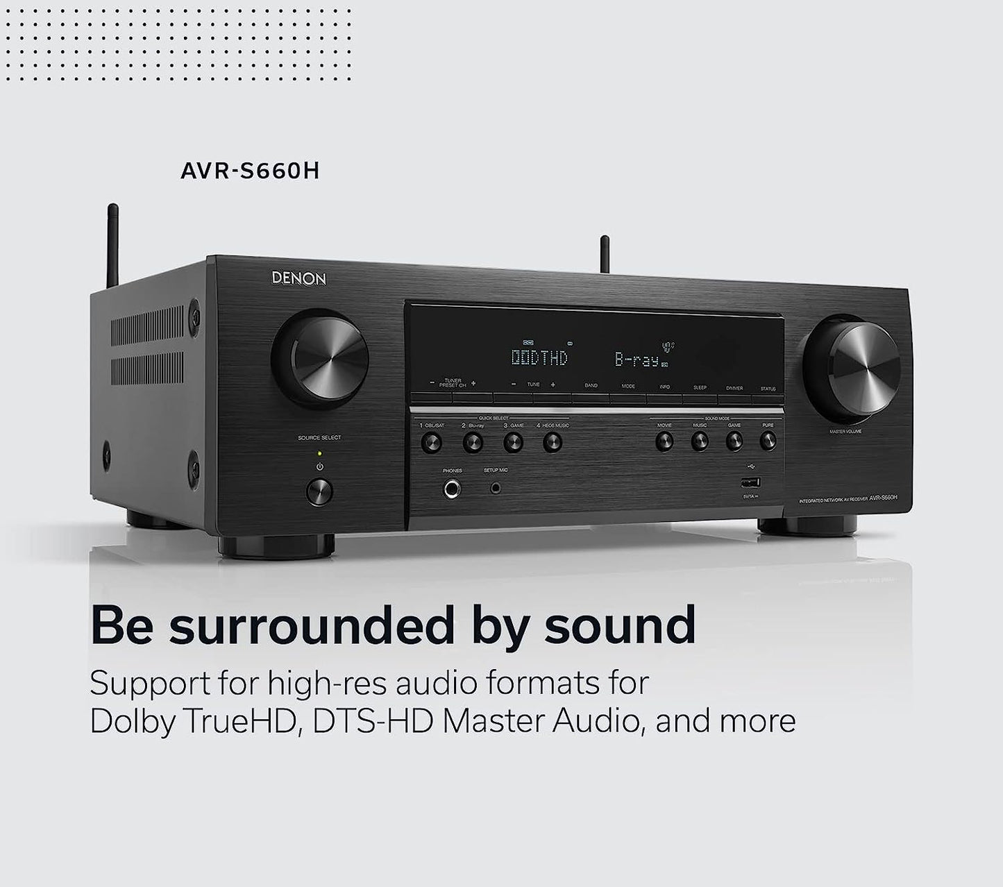 Denon AVR-S660H 5.2 Ch AVR (2021 Model), Advanced 8K Upscaling, 3D Audio - Dolby TrueHD, DTS:HD Master, Amazon Alexa (Certified Refurbished)