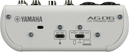 Yamaha AG06MK2 W White 6-Channel Live Streaming Loopback Mixer/USB Interface with Steinberg Software Suite (Certified Refurbished)