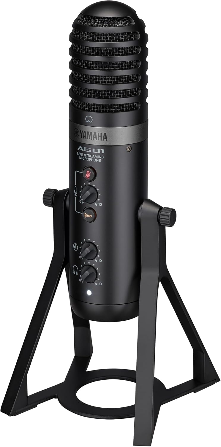 Yamaha AG01 Live Streaming USB Condenser Microphone, High Resolution Audio Recording and Playback, for Windows, Mac, iOS and Android (Certified Refurbished)