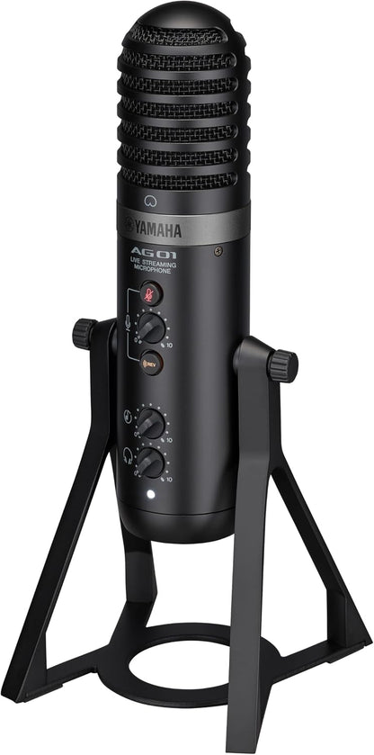 Yamaha AG01 Live Streaming USB Condenser Microphone, High Resolution Audio Recording and Playback, for Windows, Mac, iOS and Android (Certified Refurbished)