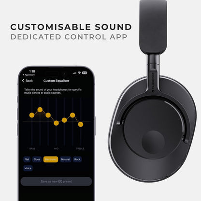 Cambridge Audio Melomania P100 Headphones - Bluetooth, Active Noise Cancelling with Hi-Fi Sound, 100 Hour Playback with User Replaceable Battery, Gaming Mode and Carry Case (Certified Refurbished)