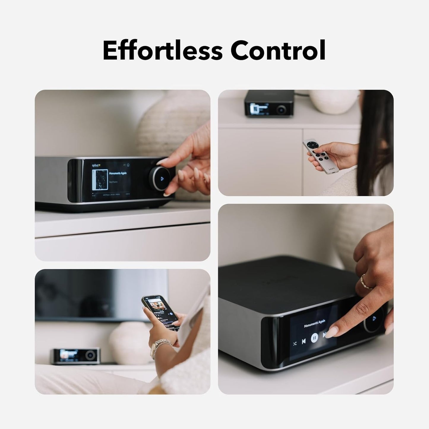 WiiM Amp Ultra with Voice Remote 2 | 100W Streaming Amplifier with Premium ESS ES9039Q2M DAC & Dual TI TPA3255 Amps | Built-in RoomFit EQ & Touchscreen | HDMI ARC, Optical, RCA Inputs (Certified Refurbished)