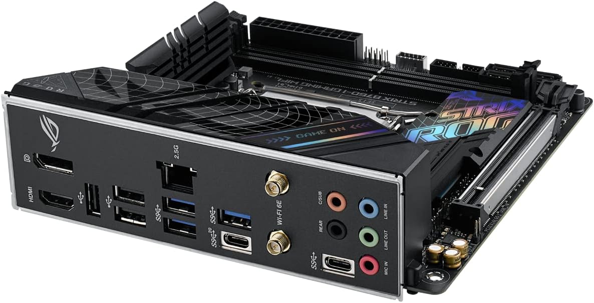 ASUS ROG Strix B760-I Gaming WiFi 6E Intel B760(13th and 12th Gen) LGA 1700 Mini-ITX Motherboard,8 + 1 Power Stages,DDR5 up to 7600 MT/s, PCIe 5.0,2xM.2 Slots,USB 3.2 Gen 2x2 Type-C,Aura Sync RGB (Certified Refurbished)