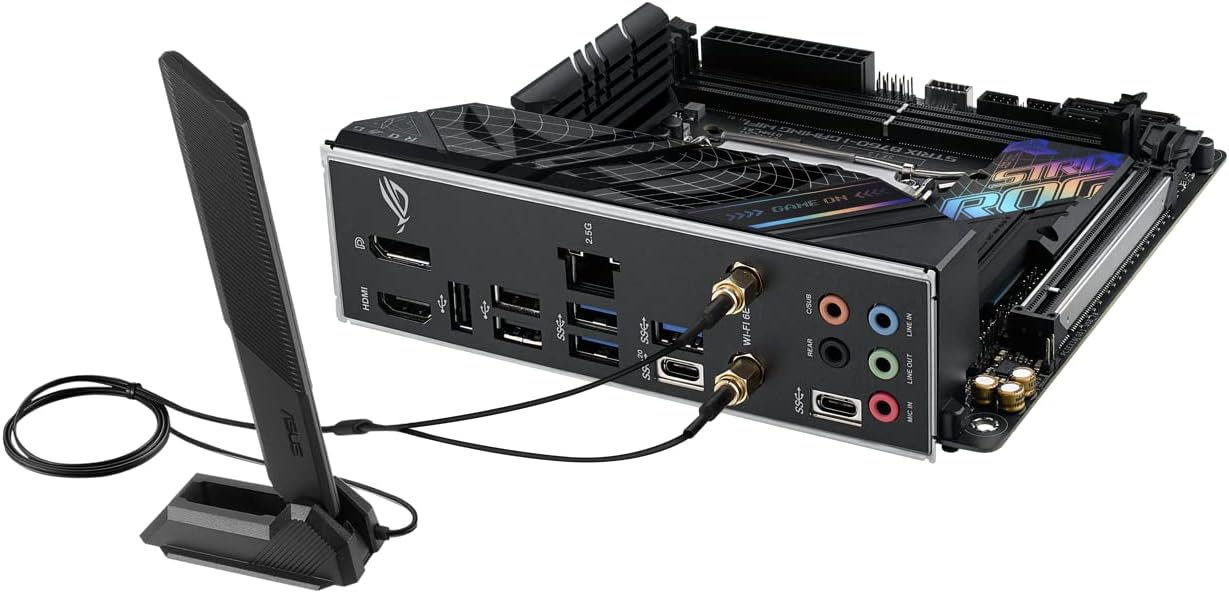 ASUS ROG Strix B760-I Gaming WiFi 6E Intel B760(13th and 12th Gen) LGA 1700 Mini-ITX Motherboard,8 + 1 Power Stages,DDR5 up to 7600 MT/s, PCIe 5.0,2xM.2 Slots,USB 3.2 Gen 2x2 Type-C,Aura Sync RGB (Certified Refurbished)