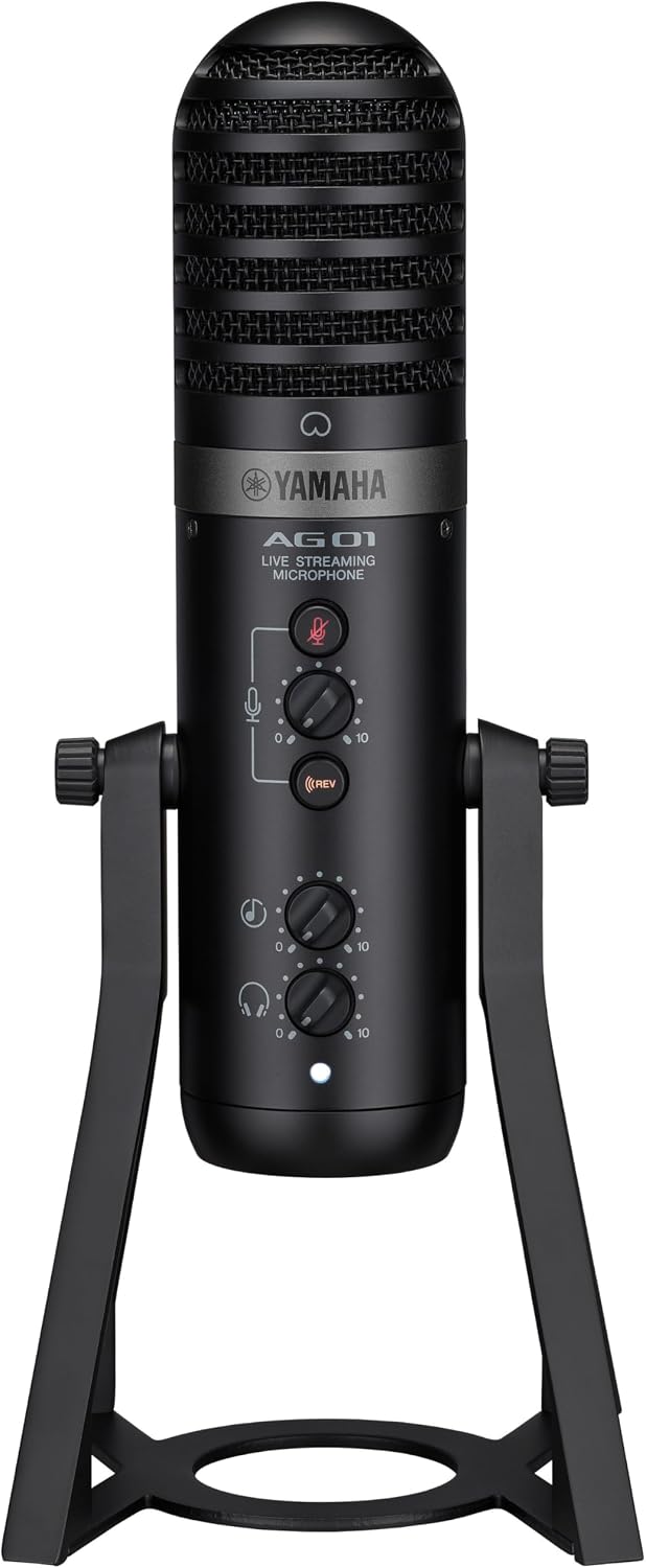 Yamaha AG01 Live Streaming USB Condenser Microphone, High Resolution Audio Recording and Playback, for Windows, Mac, iOS and Android (Certified Refurbished)