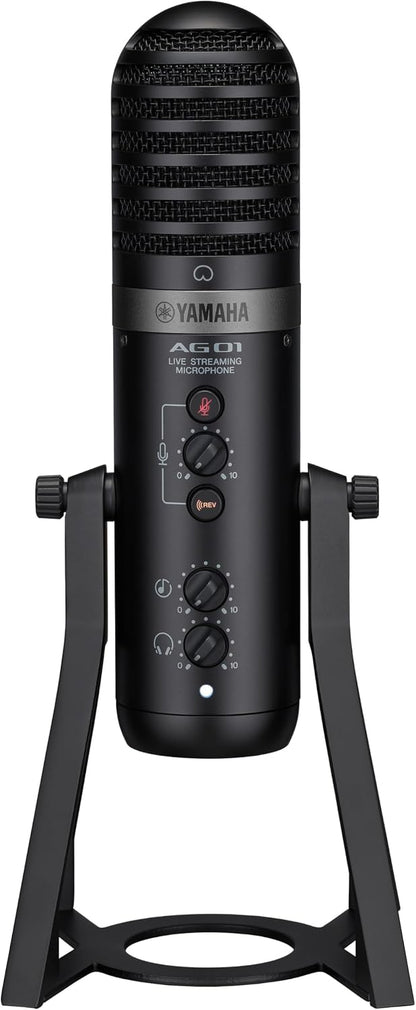 Yamaha AG01 Live Streaming USB Condenser Microphone, High Resolution Audio Recording and Playback, for Windows, Mac, iOS and Android (Certified Refurbished)