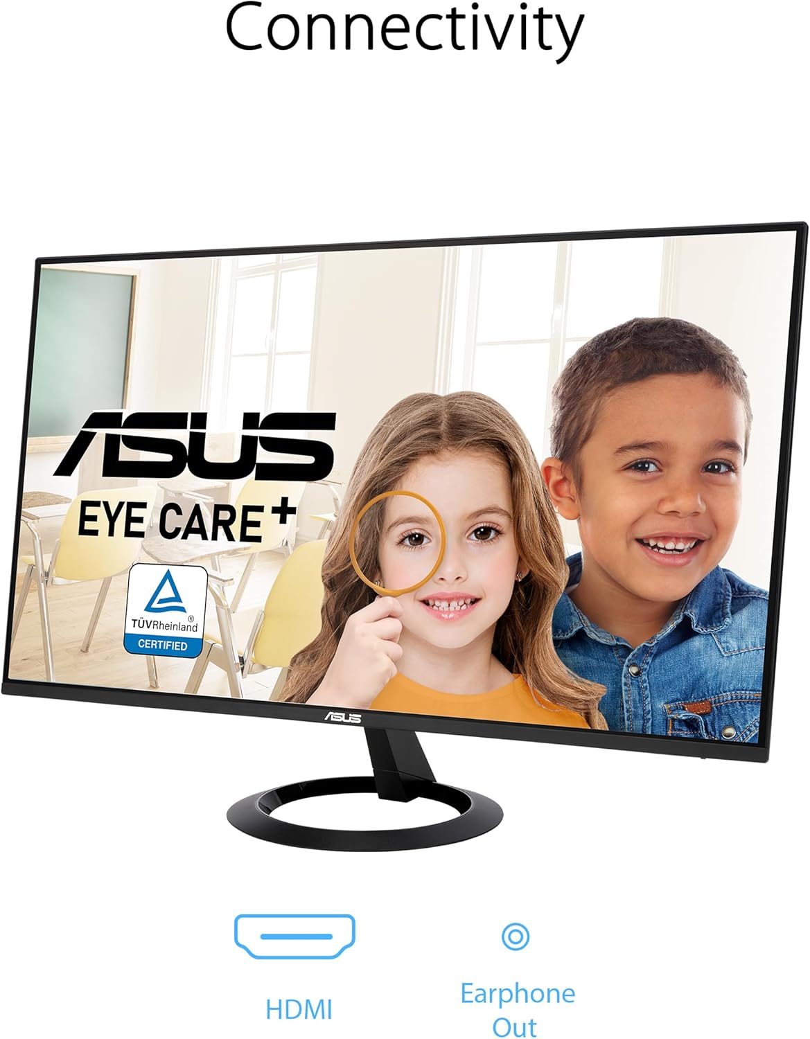 ASUS 24” (23.8-inch viewable) Eye Care Monitor (VZ24EHF) - IPS, Full HD (1920 x 1080), Frameless, 100Hz, Adaptive-Sync, 1ms, HDMI, Low Blue Light, Flicker Free, Ultra-Slim Profile (Certified Refurbished)