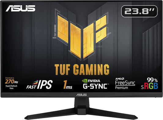 ASUS TUF Gaming VG249QM1A Gaming Monitor – 23.8 inch FHD (1920x1080), Fast IPS, overclocking 270 Hz (Above 144Hz, 240Hz), Extreme Low Motion Blur, 1ms (GTG), 99% sRGB, FreeSync Premium, G-Sync compatible (Certified Refurbished)