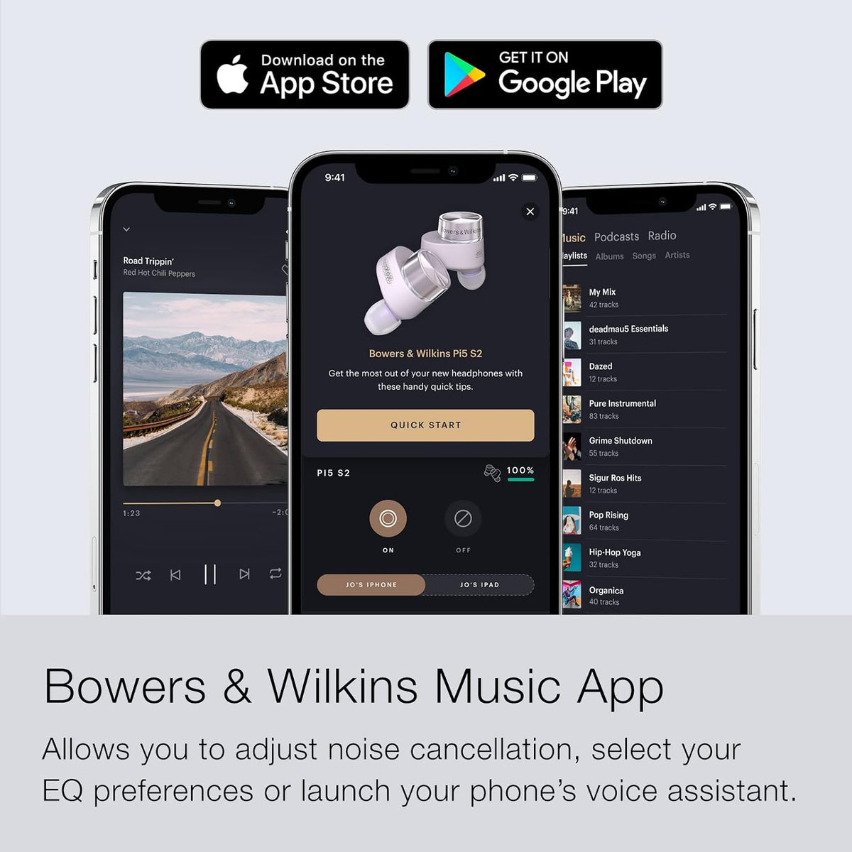 Bowers & Wilkins Pi5 S2 True Wireless Earbuds - Active Noise Cancellation, Qualcomm aptX Technology, Bluetooth, Crystal-Clear Calls, Wireless & 15-Minute Quick Charging (Refurbished)