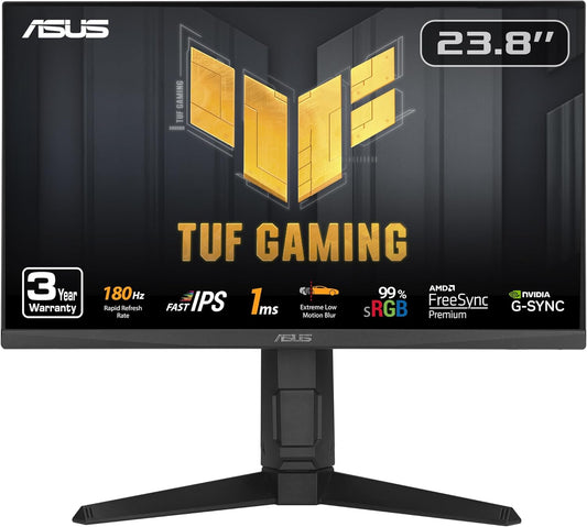 ASUS TUF Gaming 24” (23.8” viewable) 1080P Monitor (VG249QL3A) - Full HD, 180Hz, 1ms, Fast IPS, ELMB, FreeSync Premium, G-SYNC Compatible, Speakers, DisplayPort, Height Adjustable (Certified Refurbished)