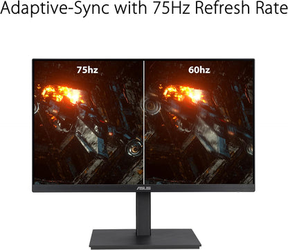 ASUS 23.8” 1080P Monitor (VA24EQSB) - Full HD, IPS, 75Hz, Built-in Speakers, Eye Care, Low Blue Light, Flicker Free, VESA Mountable, Height Adjustment, Frameless, DisplayPort, HDMI, VGA, USB Hub (Certified Refurbished)