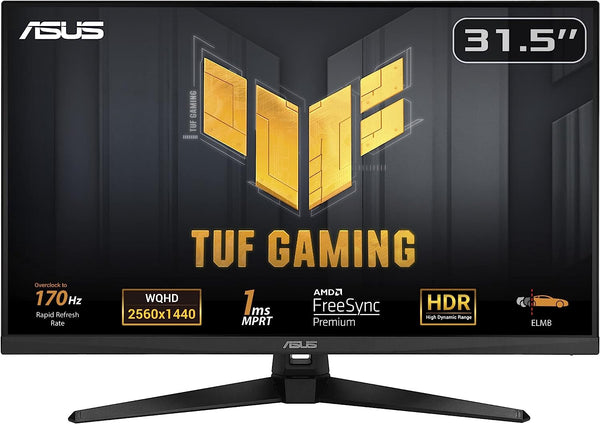 ASUS TUF Gaming 31.5” 1440P HDR Monitor (VG32AQA1A) - QHD (2560 x 1440), 170Hz, 1ms, Extreme Low Motion Blur, FreeSync Premium, DisplayPort, HDMI, HDR-10, Shadow Boost, VESA Wall Mountable (Certified Refurbished)