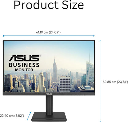 ASUS VA27DQFS Business Monitor – 27-inch, IPS, Full HD, Frameless, 100Hz, Adaptive-Sync, 1ms MPRT, HDMI, DisplayPort, VGA, Low Blue Light, Flicker Free, Ergonomic Design, Wall Mountable (Certified Refurbished)