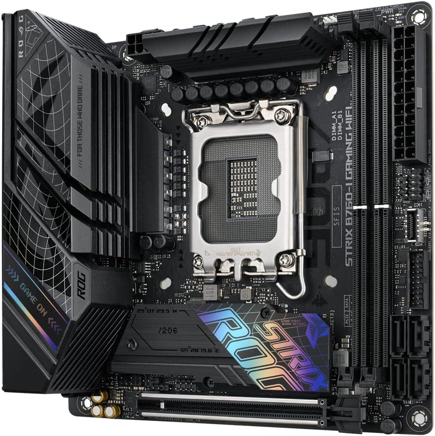 ASUS ROG Strix B760-I Gaming WiFi 6E Intel B760(13th and 12th Gen) LGA 1700 Mini-ITX Motherboard,8 + 1 Power Stages,DDR5 up to 7600 MT/s, PCIe 5.0,2xM.2 Slots,USB 3.2 Gen 2x2 Type-C,Aura Sync RGB (Certified Refurbished)