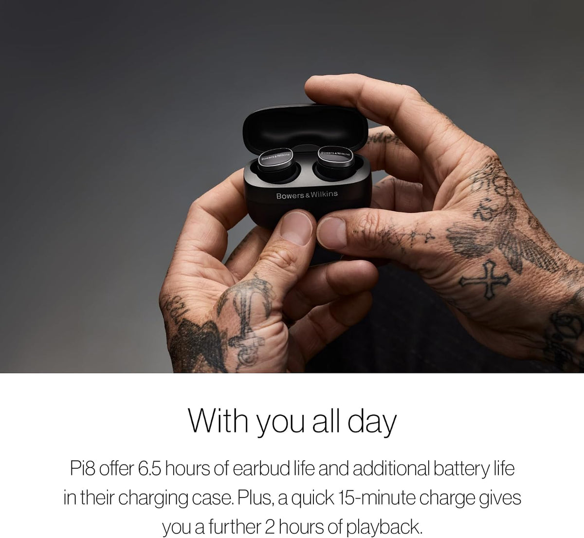 Bowers & Wilkins Pi8 True Wireless Earbuds - aptX Lossless, Active Noise Cancelling, Wireless Charging (Refurbished)
