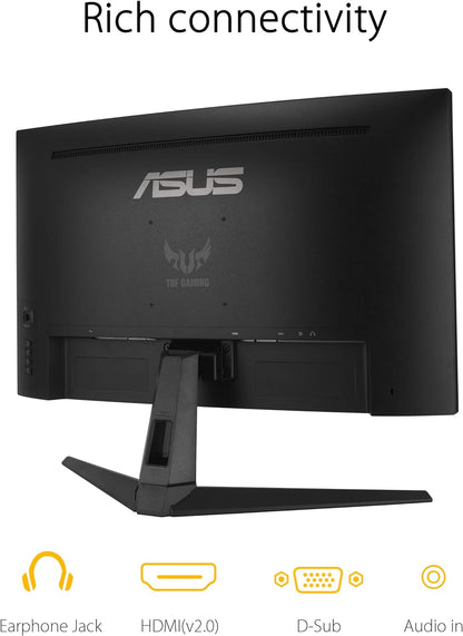 ASUS TUF Gaming VG27VH1B 27” Curved Monitor, 1080P Full HD, 165Hz (Supports 144Hz), Extreme Low Motion Blur, Adaptive-sync, FreeSync Premium, 1ms, Eye Care, HDMI D-Sub (Certified Refurbished)