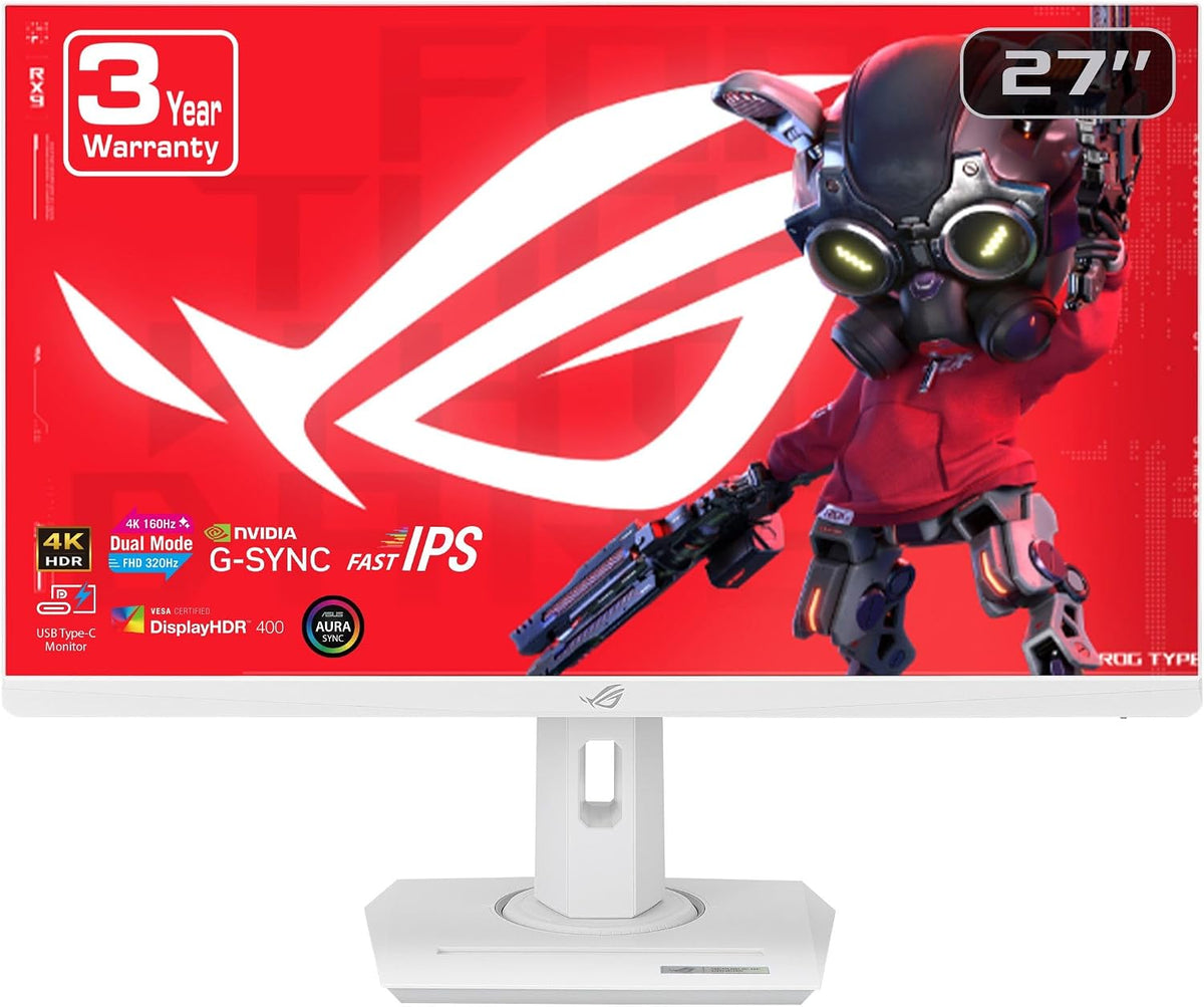 ASUS ROG Strix 27” 4K Gaming Monitor (XG27UCG-W) - UHD (3840 x 2160), Fast IPS, 160Hz, 1ms, G-SYNC Compatible, FreeSync Premium Pro, DisplayHDR 400 (Certified Refurbished)
