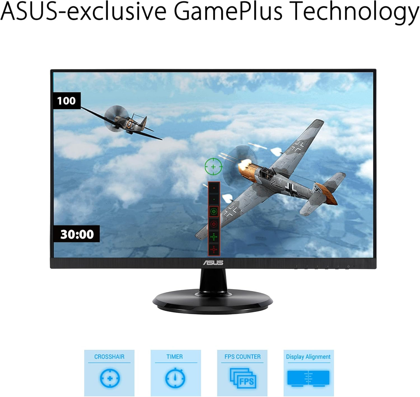 ASUS 27” 1080P Eye Care Monitor (VA27DQF) - IPS, Full HD, Frameless, 100Hz, 1ms, Adaptive-Sync, for Working and Gaming, Low Blue Light, Flicker Free, HDMI, DisplayPort (Certified Refurbished)