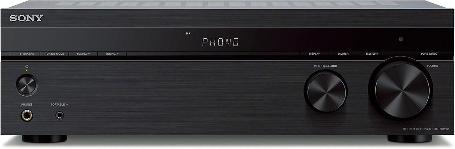 Sony STR-DH190 Stereo Receiver Phono Input and Bluetooth Connectivity (Certified Refurbished)