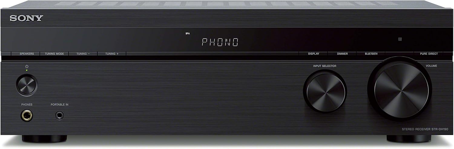 Sony STR-DH190 Stereo Receiver Phono Input and Bluetooth Connectivity (Certified Refurbished)