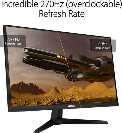 ASUS TUF Gaming VG249QM1A Gaming Monitor – 23.8 inch FHD (1920x1080), Fast IPS, overclocking 270 Hz (Above 144Hz, 240Hz), Extreme Low Motion Blur, 1ms (GTG), 99% sRGB, FreeSync Premium, G-Sync compatible (Certified Refurbished)
