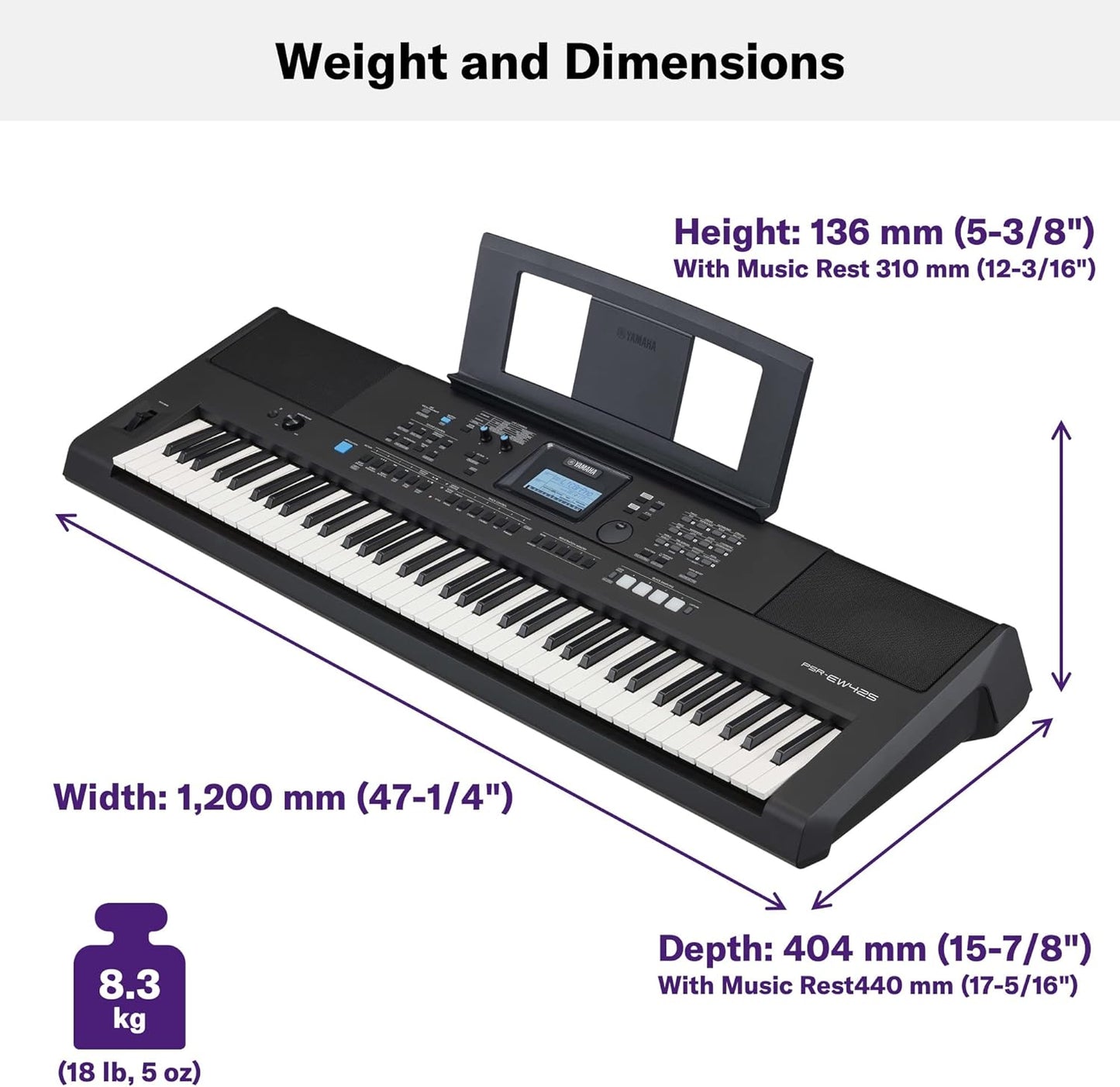 Yamaha PSR-EW425 76-Key Touch-Sensitive Advanced Portable Keyboard (Certified Refurbished)