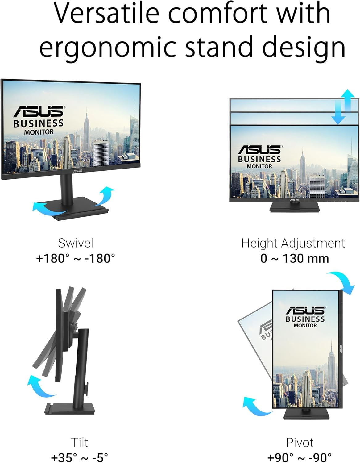 ASUS VA24DQFS Business Monitor – 24-inch (23.8-inch viewable), IPS, Full HD, Frameless, 100Hz, Adaptive-Sync, 1ms MPRT, HDMI, DisplayPort, VGA, Low Blue Light, Flicker Free, Ergonomic Design, Wall Mountable (Certified Refurbished)