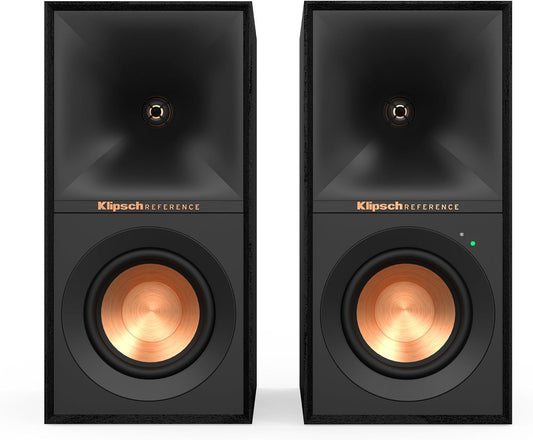 Klipsch Reference R-40PM Powered Bookshelf Speakers - 90-Degree x 90-Degree Tractrix Horn - Linear Travel Suspension (Certified Refurbished)