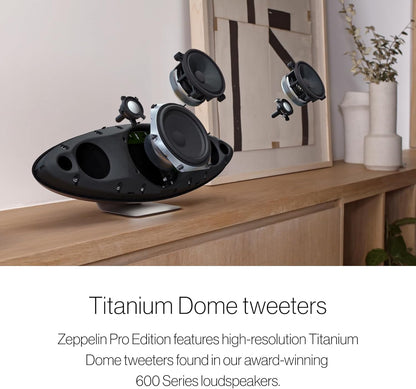 Bowers & Wilkins Zeppelin Pro Edition Wireless Speaker, Iconic Design, 5 Drivers Including Subwoofer, Wireless Streaming via Bluetooth, AirPlay 2 & Spotify Connect, Multiroom Support (Certified Refurbished)