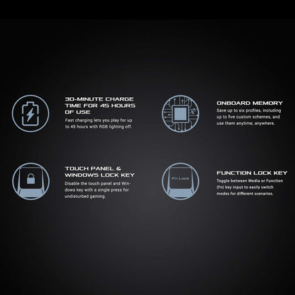 Asus ‎M601 ROG FALCHION Wireless 65% Mechanical Gaming Keyboard | 68 Keys, Aura Sync RGB, Extended Battery Life, Interactive Touch Panel, PBT Keycaps, Cherry MX Blue Switches, Keyboard Cover Case (Certified Refurbished)